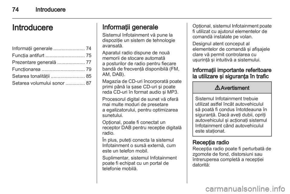 OPEL CORSA 2010.5  Manual pentru sistemul Infotainment (in Romanian) 