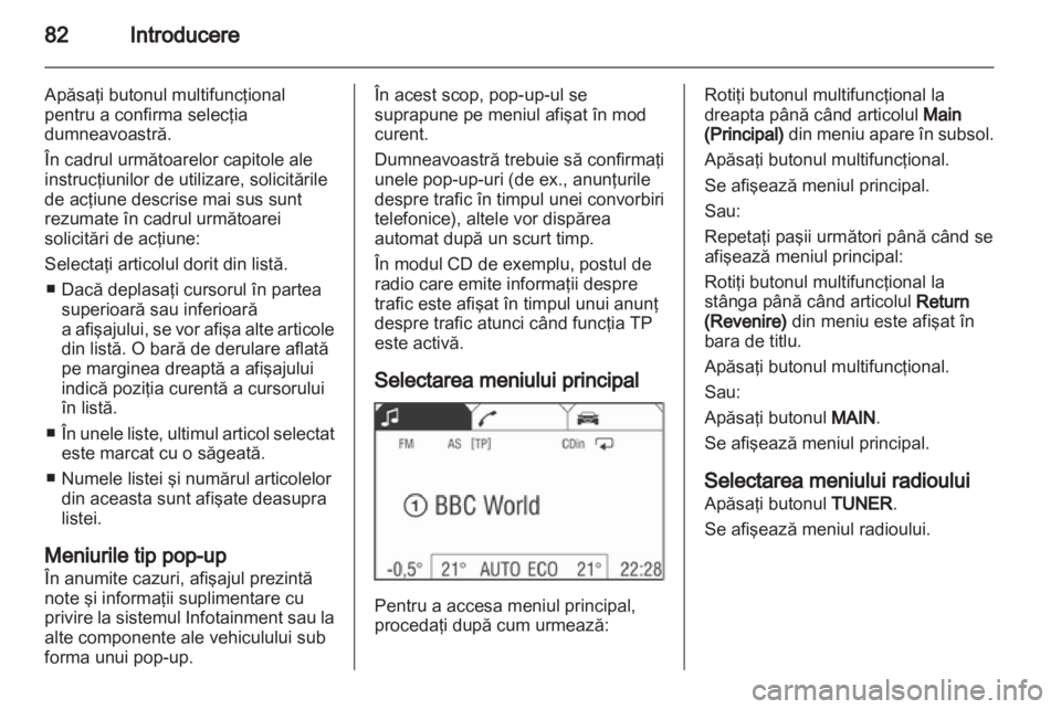 OPEL CORSA 2010.5  Manual pentru sistemul Infotainment (in Romanian) 