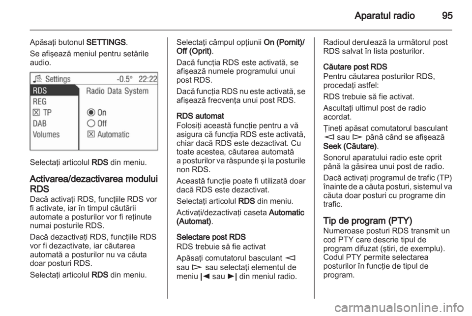 OPEL CORSA 2010.5  Manual pentru sistemul Infotainment (in Romanian) 