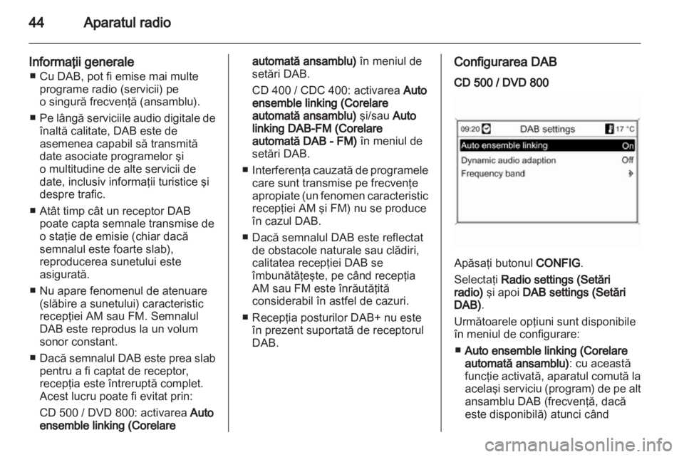 OPEL INSIGNIA 2010.5  Manual pentru sistemul Infotainment (in Romanian) 