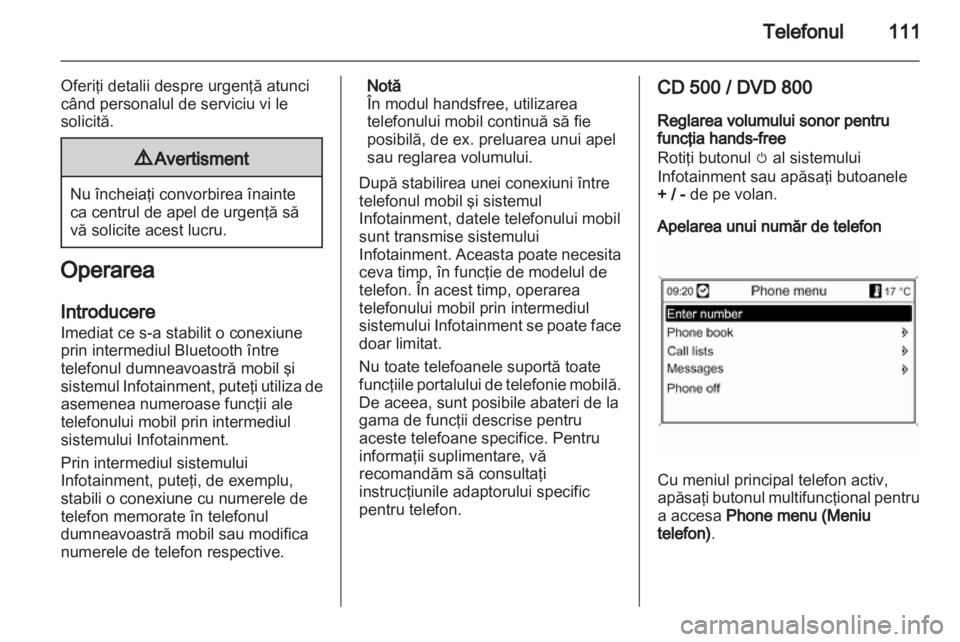 OPEL MERIVA 2011  Manual pentru sistemul Infotainment (in Romanian) 