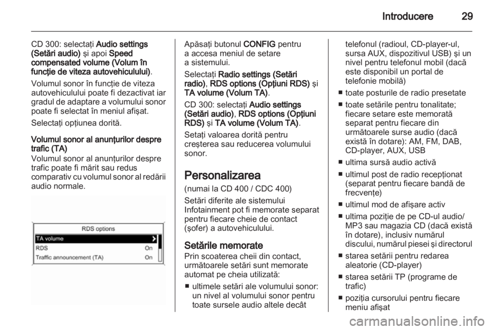 OPEL MERIVA 2011  Manual pentru sistemul Infotainment (in Romanian) 