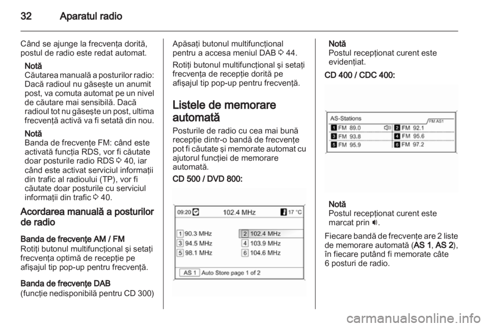 OPEL MERIVA 2011  Manual pentru sistemul Infotainment (in Romanian) 