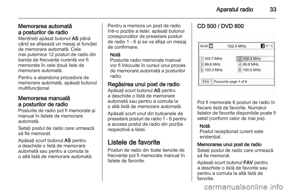 OPEL MERIVA 2011  Manual pentru sistemul Infotainment (in Romanian) 