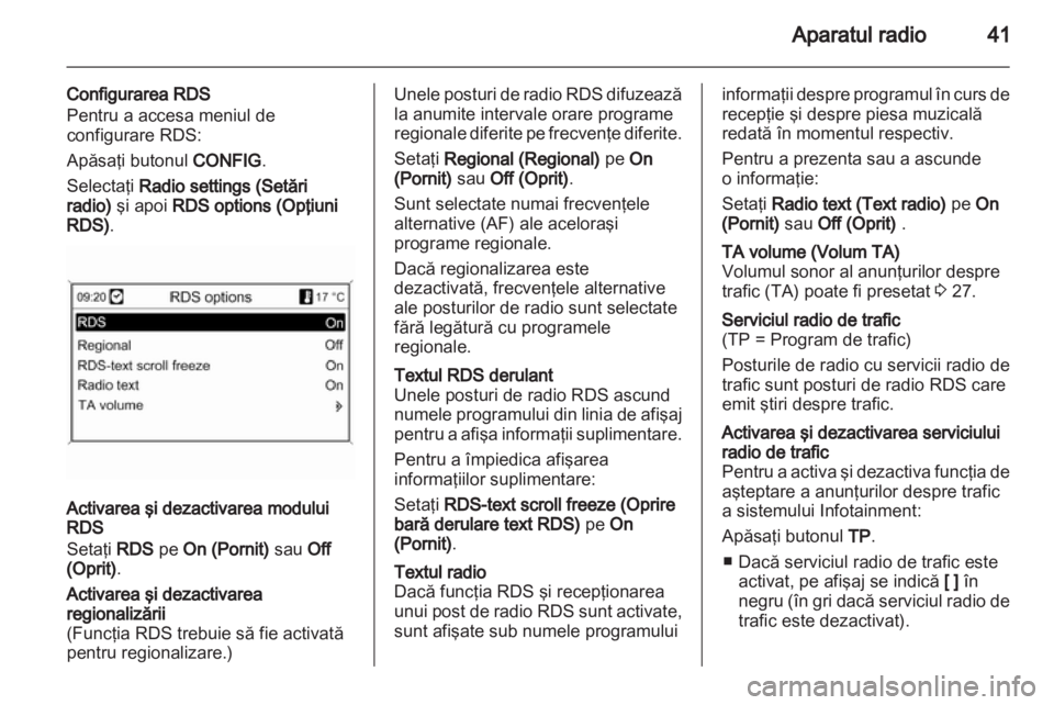 OPEL MERIVA 2011  Manual pentru sistemul Infotainment (in Romanian) 