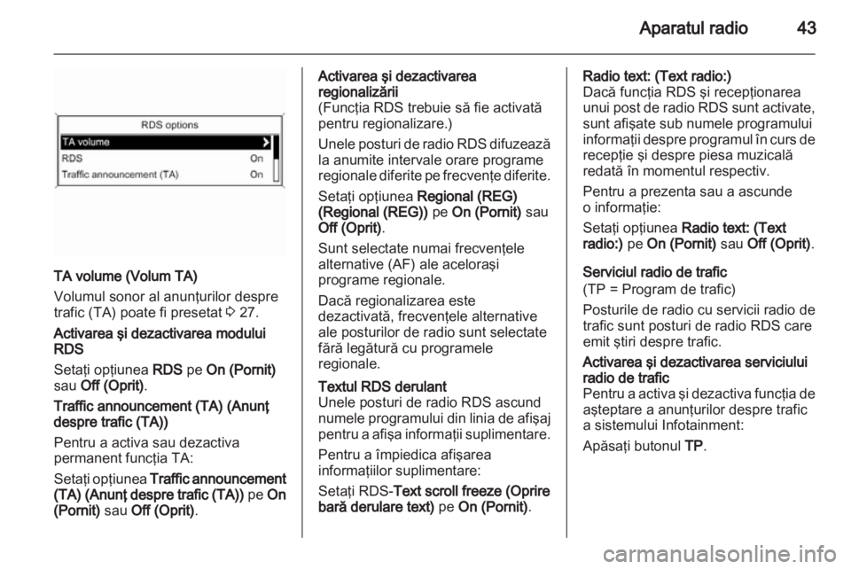 OPEL MERIVA 2011  Manual pentru sistemul Infotainment (in Romanian) 