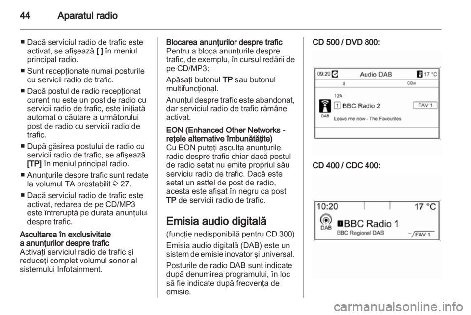 OPEL MERIVA 2011  Manual pentru sistemul Infotainment (in Romanian) 