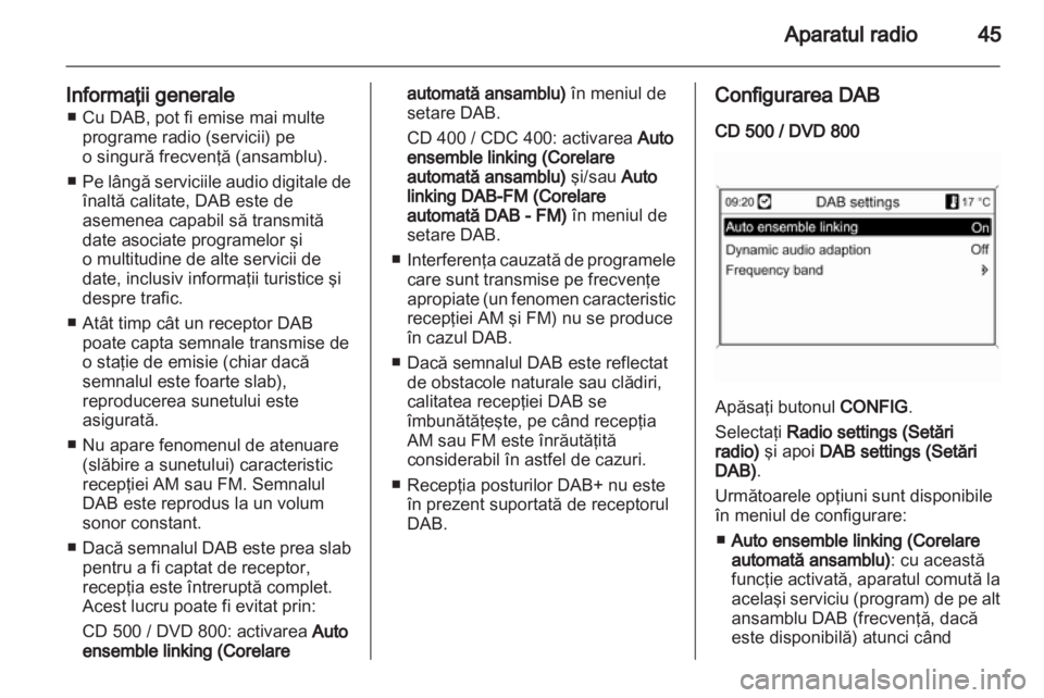 OPEL MERIVA 2011  Manual pentru sistemul Infotainment (in Romanian) 