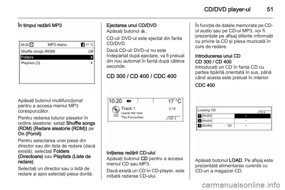 OPEL MERIVA 2011  Manual pentru sistemul Infotainment (in Romanian) 
