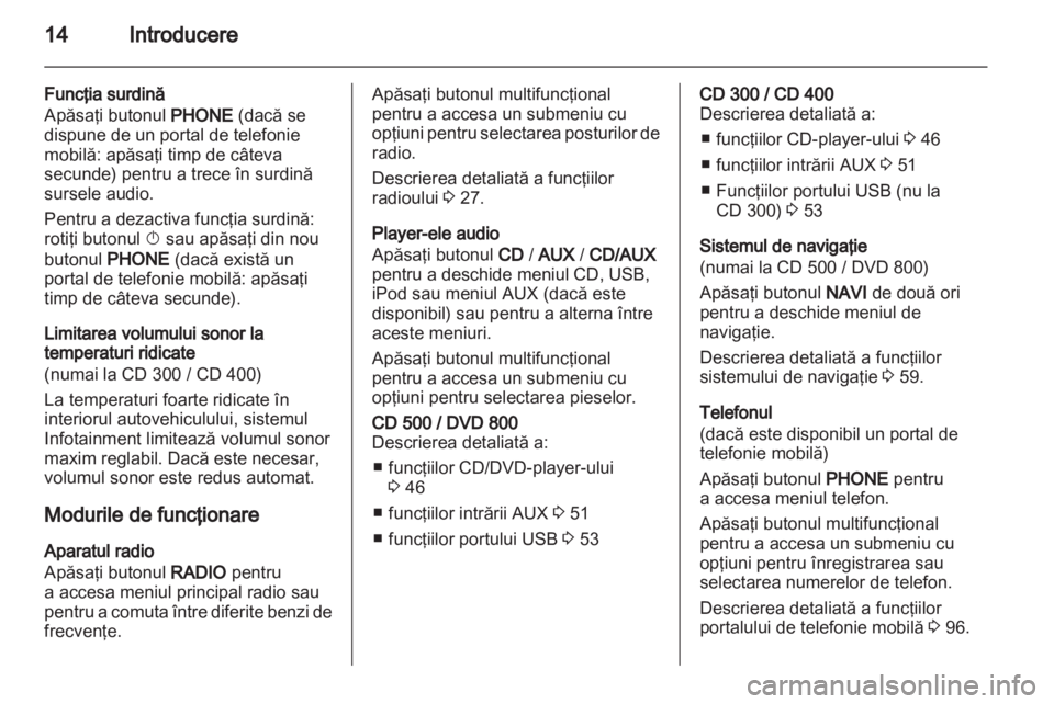OPEL MERIVA 2011.5  Manual pentru sistemul Infotainment (in Romanian) 
