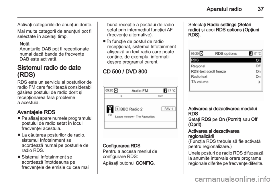 OPEL MERIVA 2011.5  Manual pentru sistemul Infotainment (in Romanian) 
