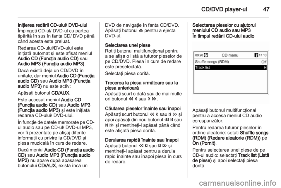OPEL MERIVA 2011.5  Manual pentru sistemul Infotainment (in Romanian) 
