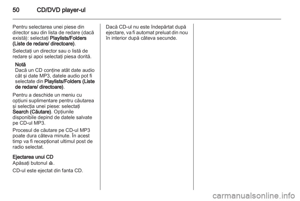 OPEL MERIVA 2011.5  Manual pentru sistemul Infotainment (in Romanian) 
