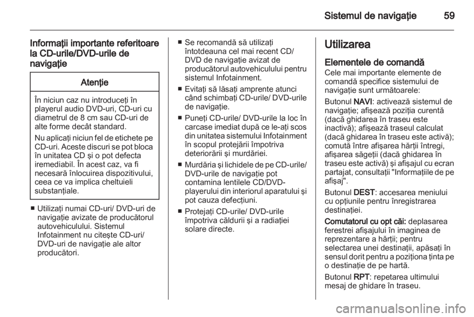 OPEL MERIVA 2011.5  Manual pentru sistemul Infotainment (in Romanian) 