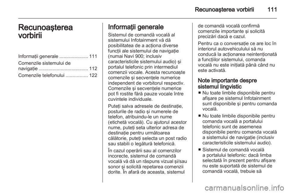 OPEL MERIVA 2012  Manual pentru sistemul Infotainment (in Romanian) 