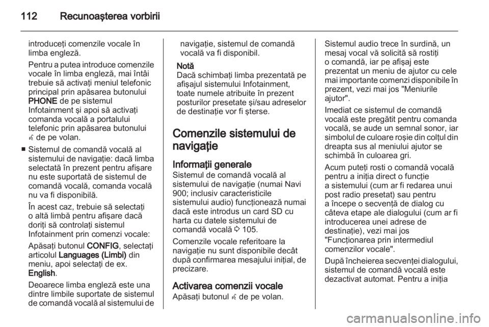 OPEL MERIVA 2012  Manual pentru sistemul Infotainment (in Romanian) 