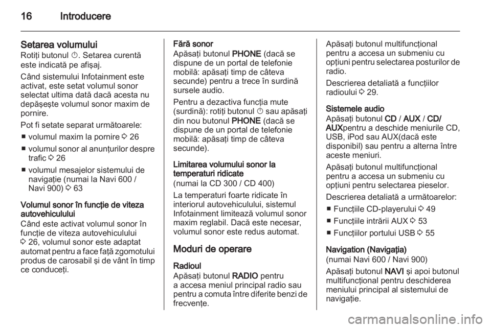 OPEL MERIVA 2012  Manual pentru sistemul Infotainment (in Romanian) 