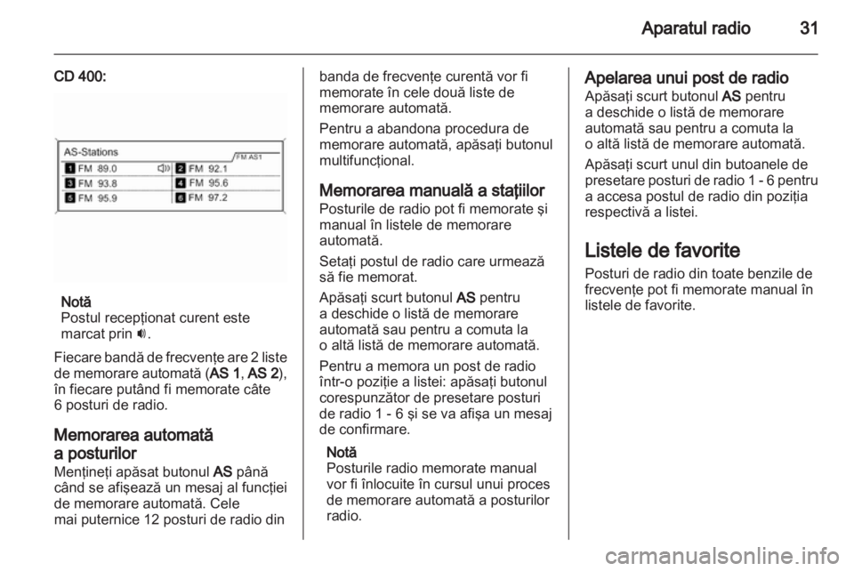 OPEL MERIVA 2012  Manual pentru sistemul Infotainment (in Romanian) 