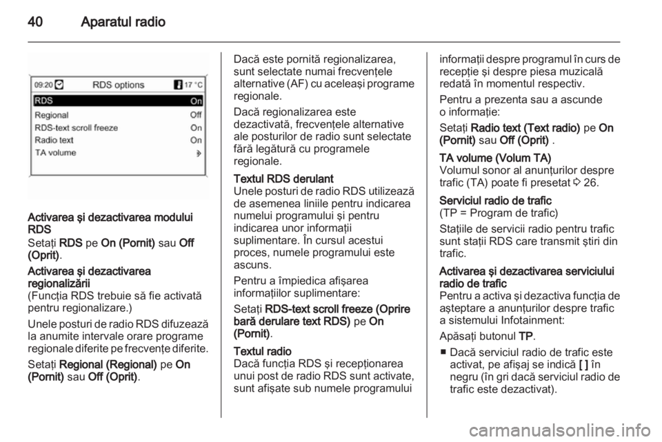 OPEL MERIVA 2012  Manual pentru sistemul Infotainment (in Romanian) 