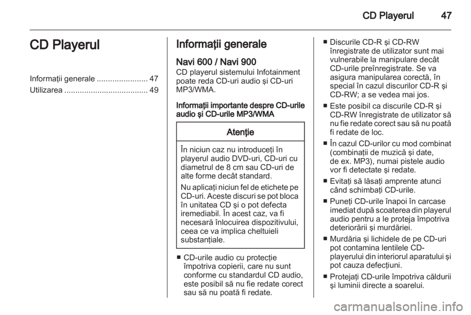 OPEL MERIVA 2012  Manual pentru sistemul Infotainment (in Romanian) 