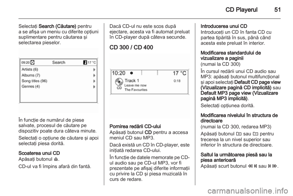 OPEL MERIVA 2012  Manual pentru sistemul Infotainment (in Romanian) 