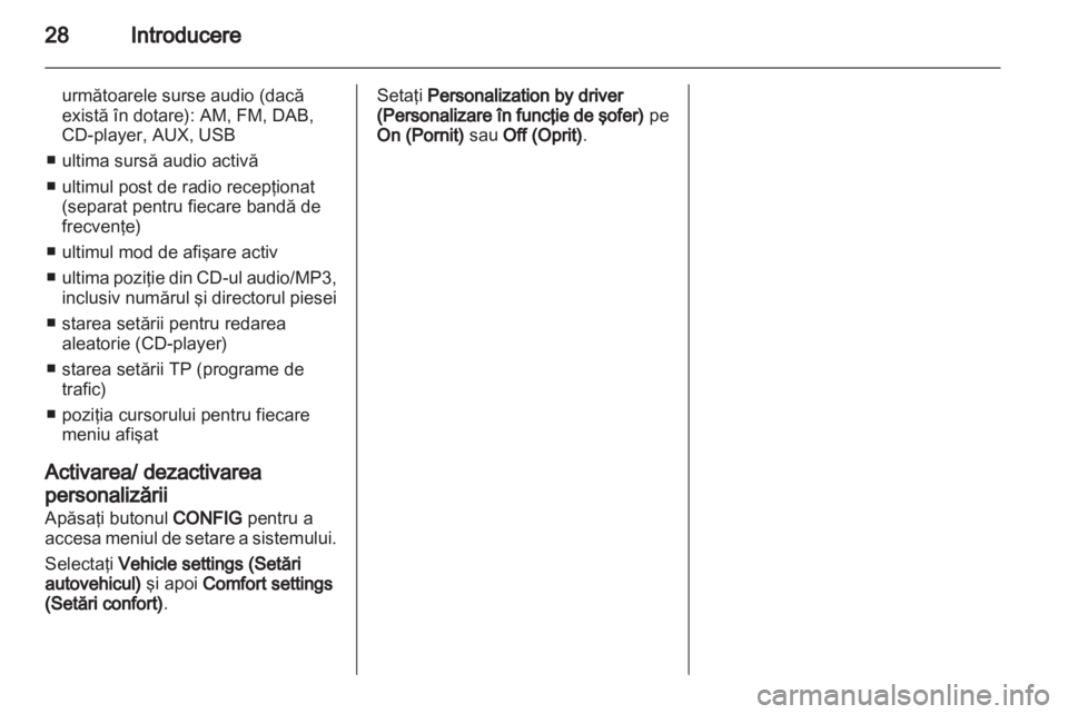 OPEL MERIVA 2013  Manual pentru sistemul Infotainment (in Romanian) 