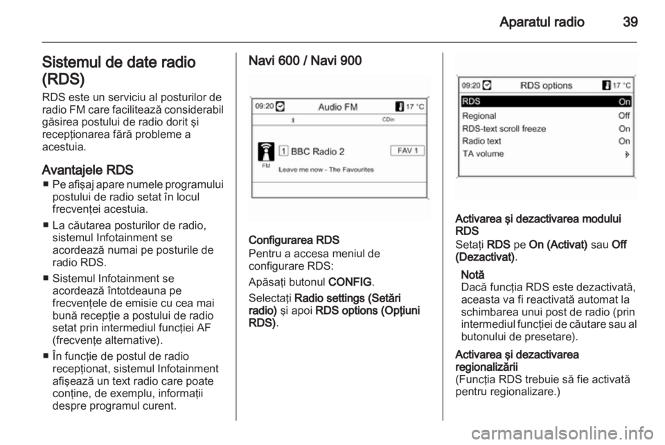 OPEL MERIVA 2013  Manual pentru sistemul Infotainment (in Romanian) 