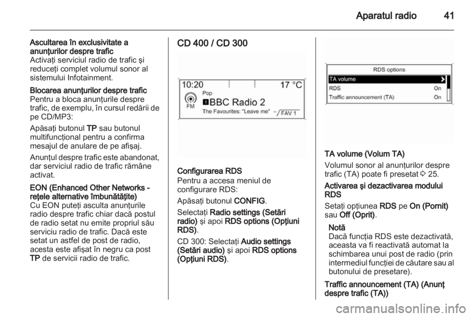 OPEL MERIVA 2013  Manual pentru sistemul Infotainment (in Romanian) 