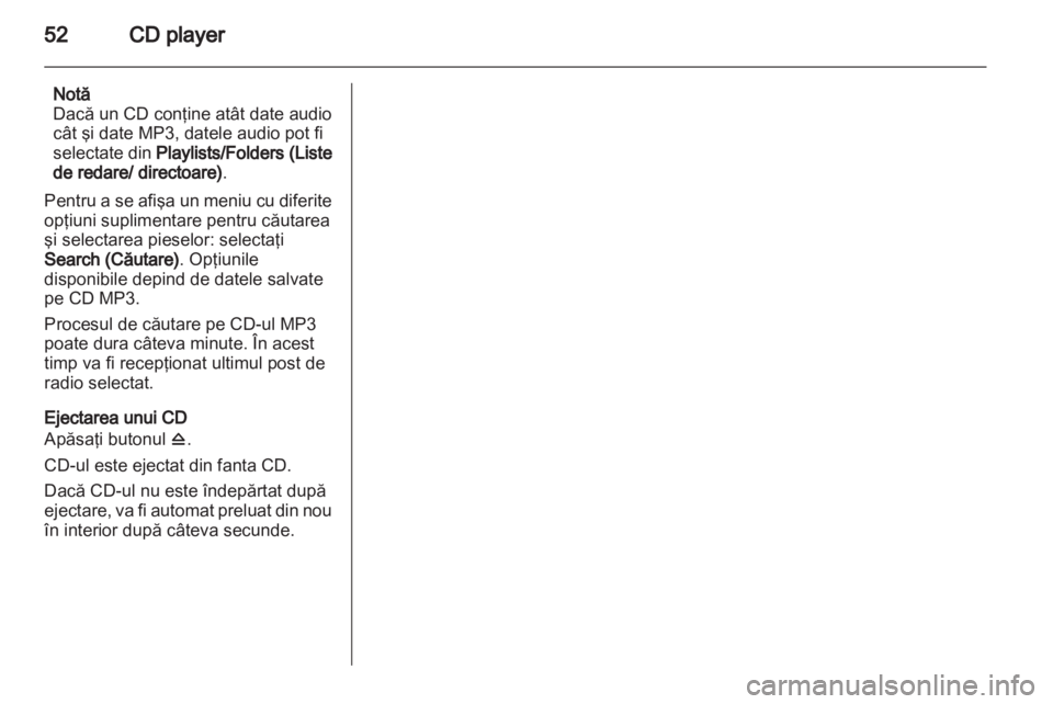 OPEL MERIVA 2013  Manual pentru sistemul Infotainment (in Romanian) 