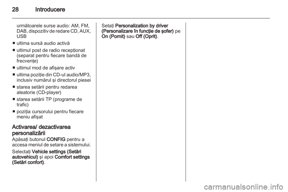 OPEL MERIVA 2013.5  Manual pentru sistemul Infotainment (in Romanian) 