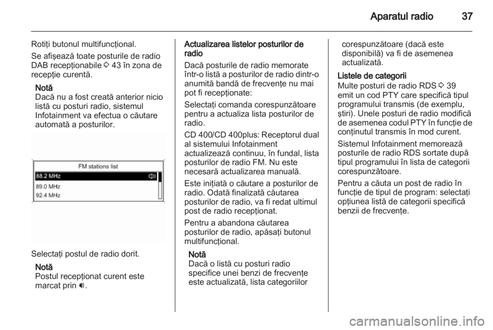 OPEL MERIVA 2013.5  Manual pentru sistemul Infotainment (in Romanian) 