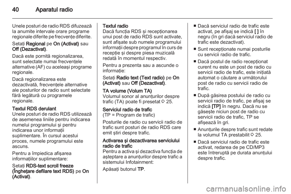 OPEL MERIVA 2013.5  Manual pentru sistemul Infotainment (in Romanian) 