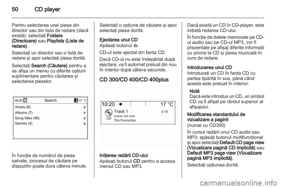 OPEL MERIVA 2013.5  Manual pentru sistemul Infotainment (in Romanian) 