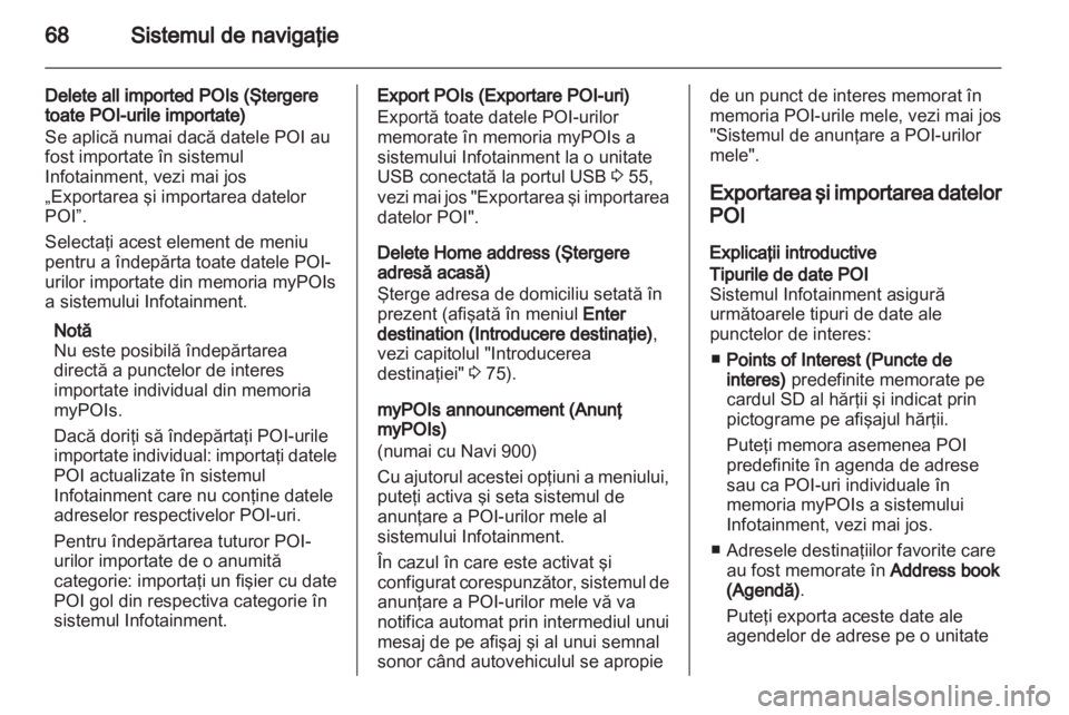 OPEL MERIVA 2013.5  Manual pentru sistemul Infotainment (in Romanian) 