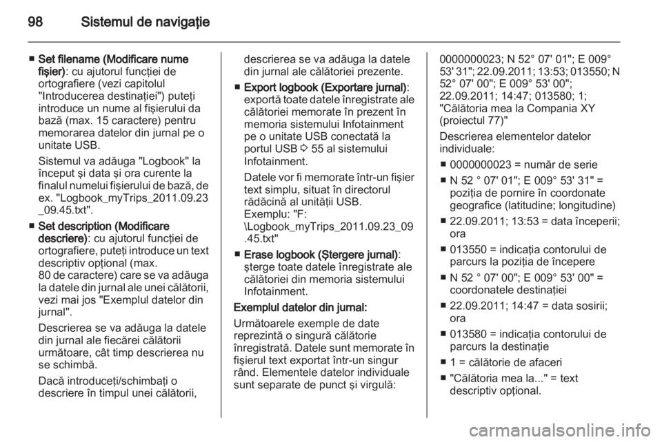 OPEL MERIVA 2013.5  Manual pentru sistemul Infotainment (in Romanian) 