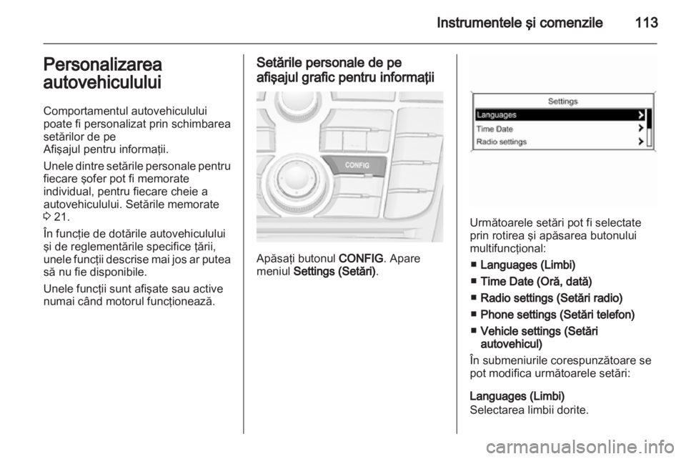 OPEL MERIVA 2013.5  Manual de utilizare (in Romanian) 
