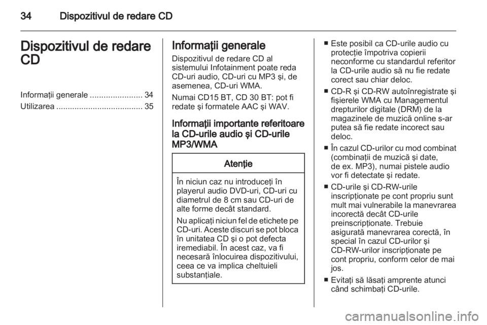 OPEL VIVARO 2013  Manual pentru sistemul Infotainment (in Romanian) 