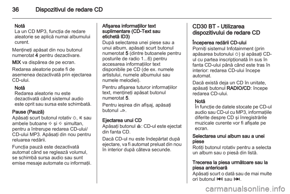 OPEL VIVARO 2013  Manual pentru sistemul Infotainment (in Romanian) 