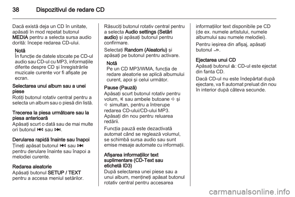 OPEL VIVARO 2013  Manual pentru sistemul Infotainment (in Romanian) 