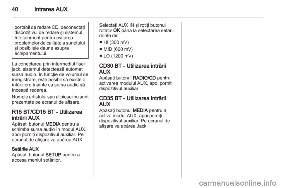 OPEL VIVARO 2013  Manual pentru sistemul Infotainment (in Romanian) 