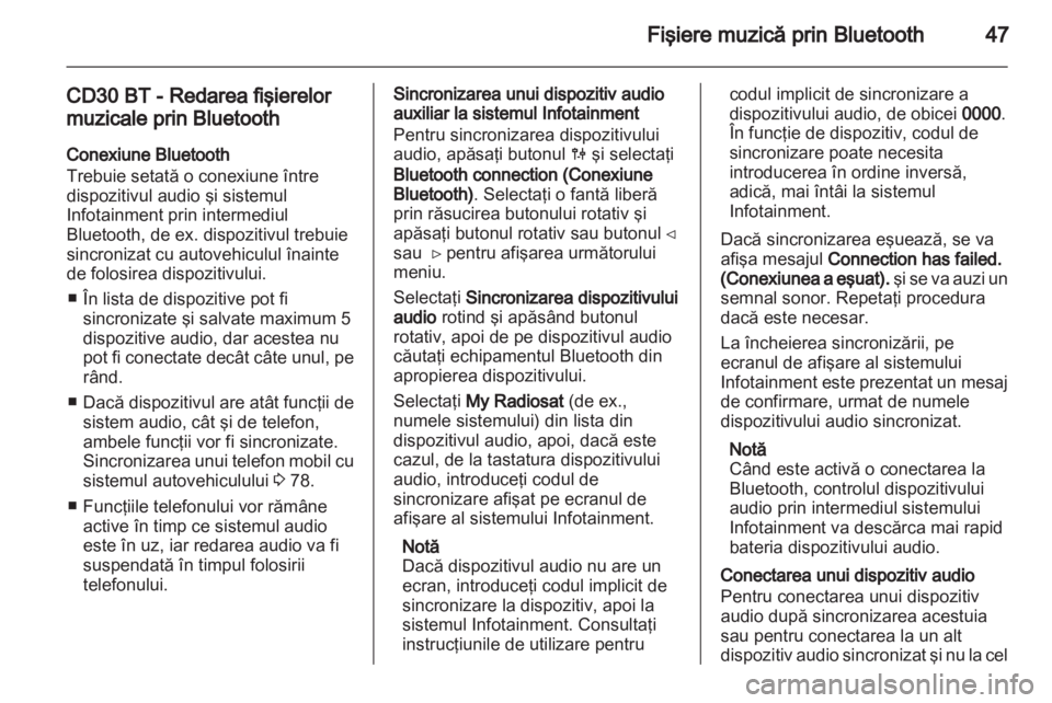 OPEL VIVARO 2013  Manual pentru sistemul Infotainment (in Romanian) 