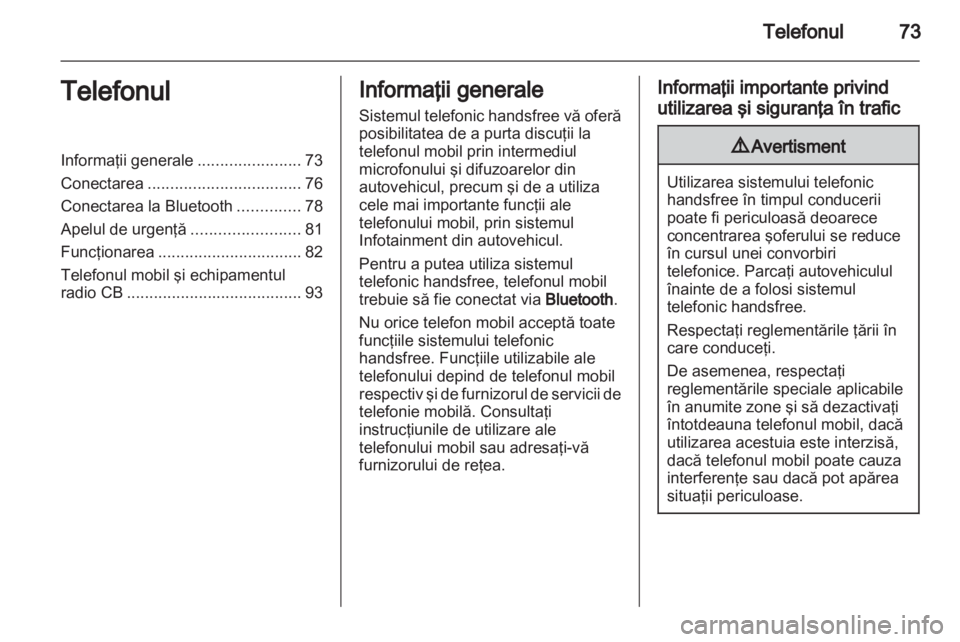 OPEL MOVANO_B 2013.5  Manual pentru sistemul Infotainment (in Romanian) 