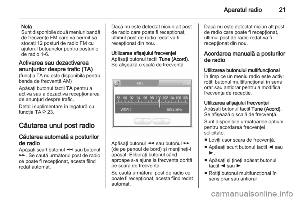OPEL ZAFIRA B 2014  Manual pentru sistemul Infotainment (in Romanian) 