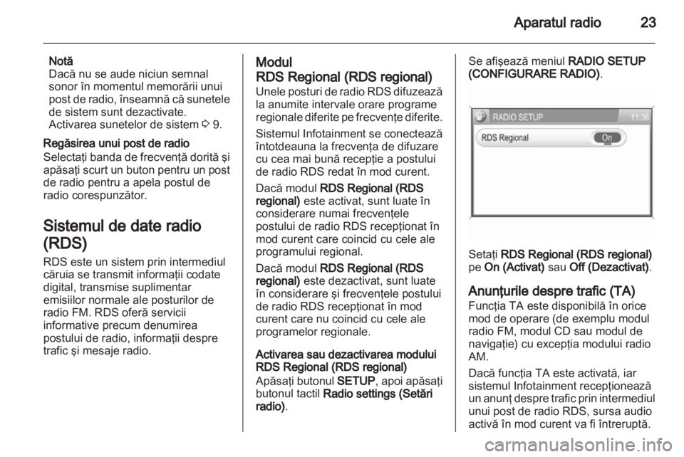 OPEL ZAFIRA B 2014  Manual pentru sistemul Infotainment (in Romanian) 
