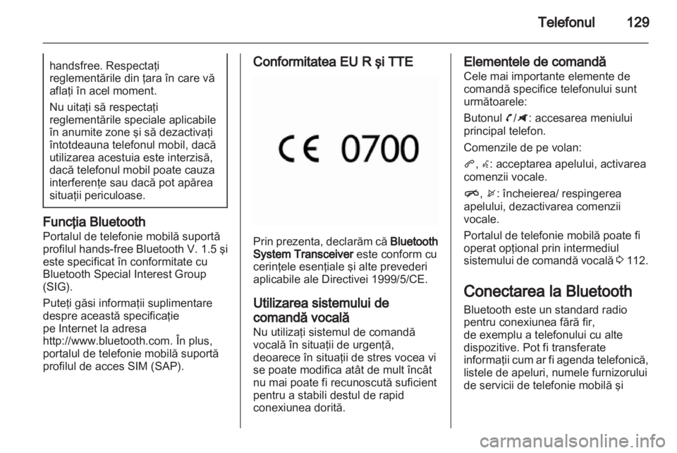 OPEL ZAFIRA C 2013.5  Manual pentru sistemul Infotainment (in Romanian) 