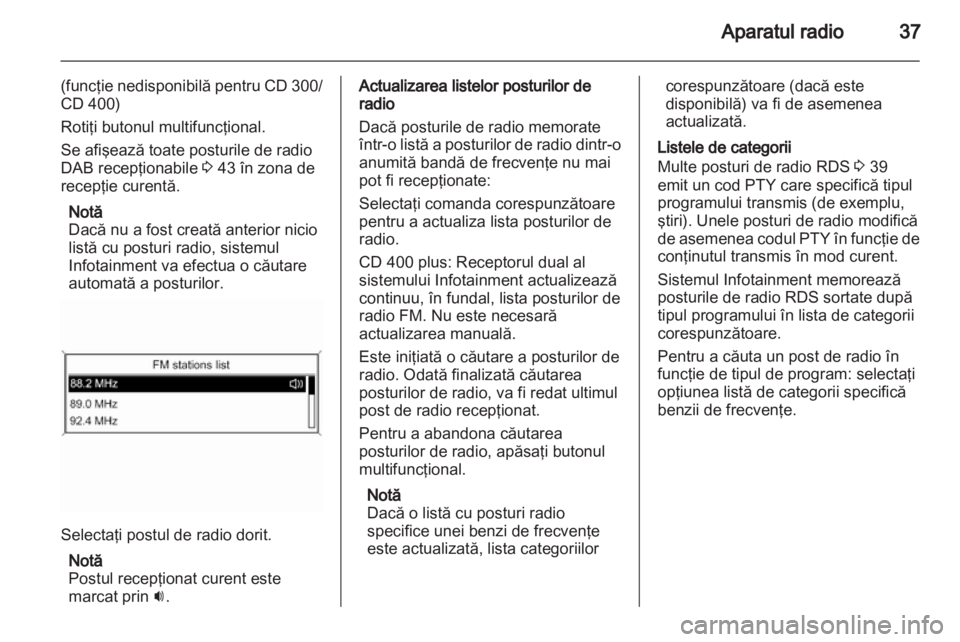 OPEL ZAFIRA C 2013.5  Manual pentru sistemul Infotainment (in Romanian) 
