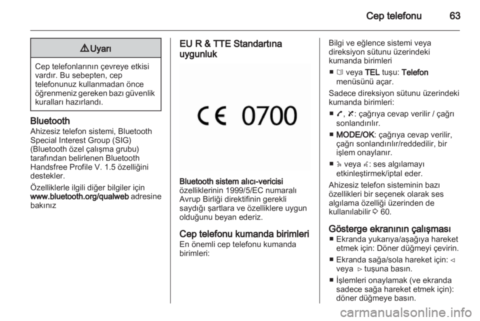 OPEL MOVANO_B 2012  Bilgi ve Eğlence Sistemi Kılavuzu (in Turkish) 