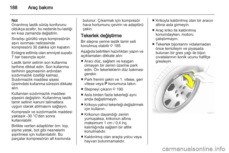 OPEL ZAFIRA 2010  Sürücü El Kitabı (in Turkish) 