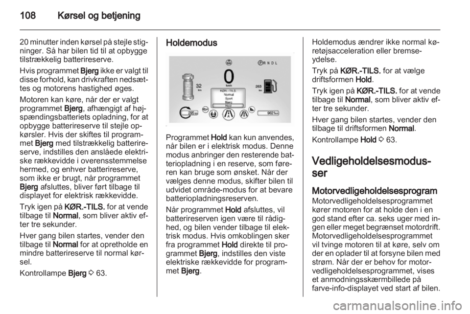 OPEL AMPERA 2012  Instruktionsbog (in Danish) 