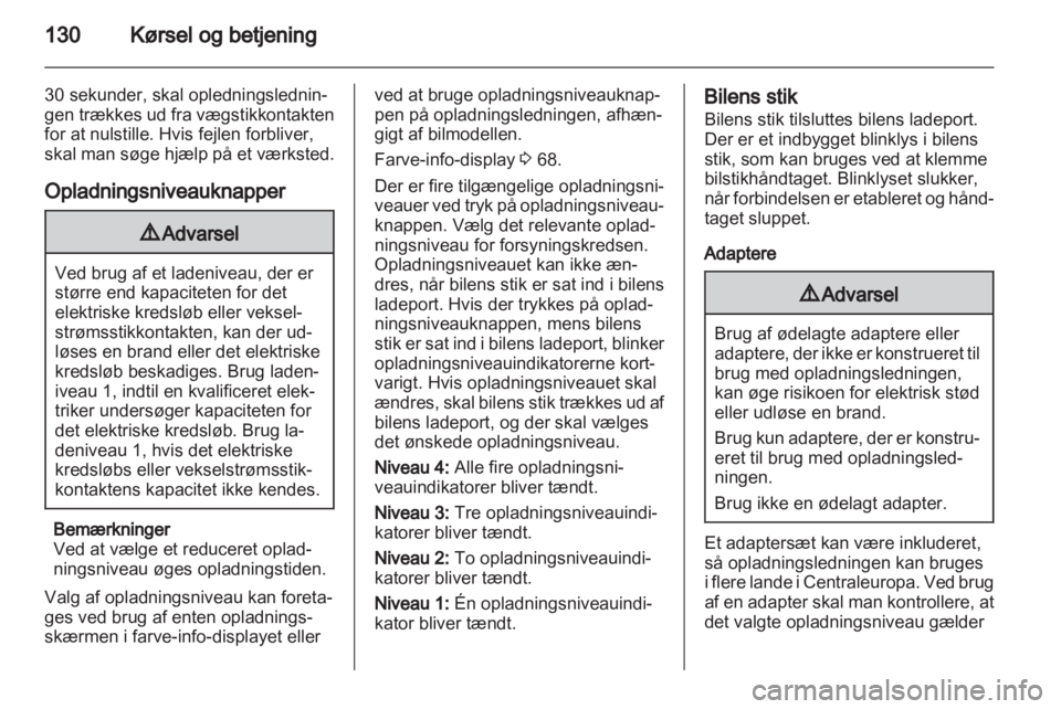 OPEL AMPERA 2012  Instruktionsbog (in Danish) 